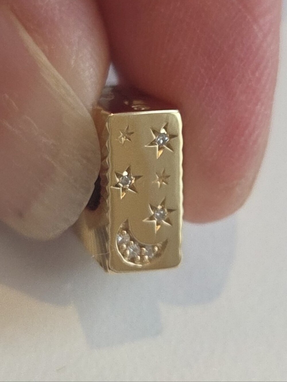 RARE Adina Reyter Fluted Diamond Arrow Compass Big Bead 9K Solid Gold